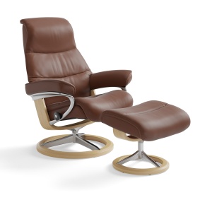 Stressless View Chair & Stool with Signature Base