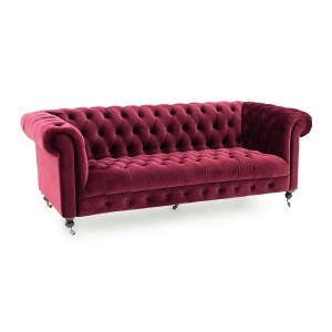 Deverell 3 Seater Sofa in Berry angled