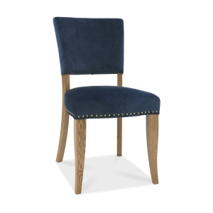 Ravi Upholstered Dining Chair Dark Blue angled
