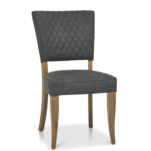 Ellis Logan Rustic Oak Upholstered Chair- Dark Grey Fabric