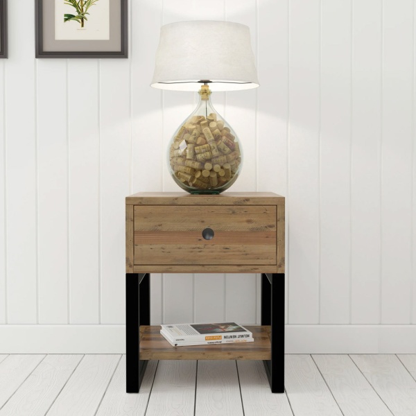 Lyndon 1 Drawer Lamp Table in room setting