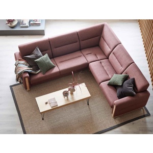 Stressless Fiona Wood Arm Corner Sofa in room setting from above