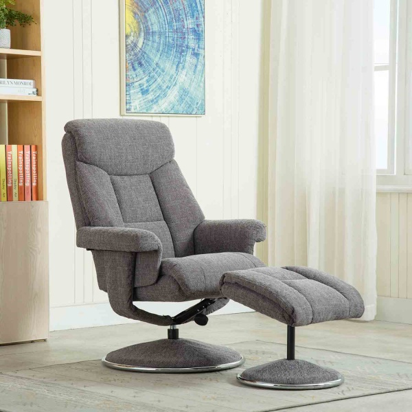 Balfour Chair & Stool in Lisbon Grey fabric