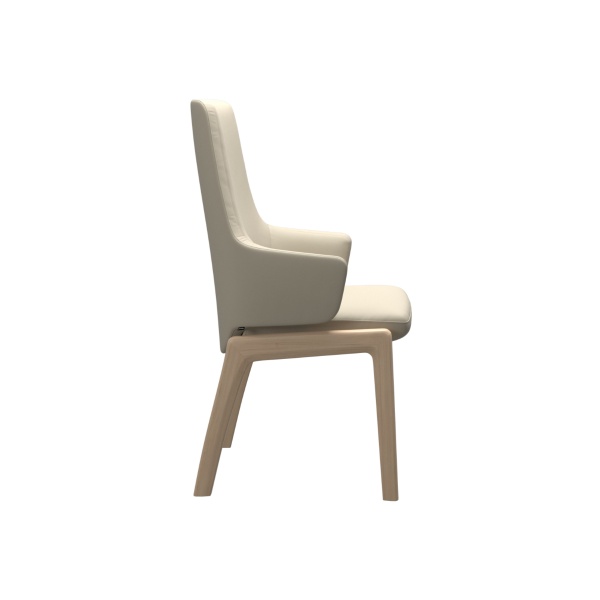 Stressless Vanilla High Back Dining Chair with Arms D100 Legs side