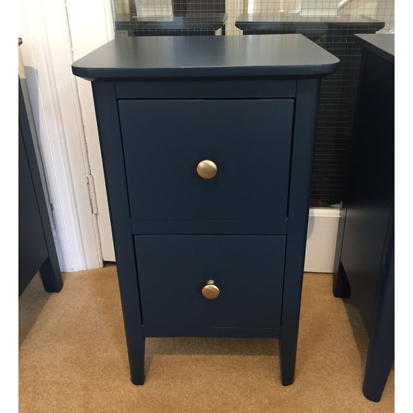 Clearance Capri Blue 2 Drawer Narrow Bedside Chest